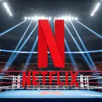 netflix logo in the middle of a boxing ring for canelo crawford fight promotion
